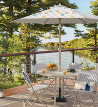 9' Round Subway Tile Outdoor Patio Market Umbrellas Pastels with Faux Wood Pole- new