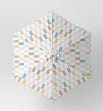 9' Round Subway Tile Outdoor Patio Market Umbrellas Pastels with Faux Wood Pole- new