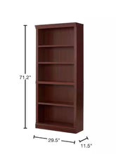 71 in. Dark Brown Wood 5-Shelf Classic Bookcase with Adjustable Shelves- new in box