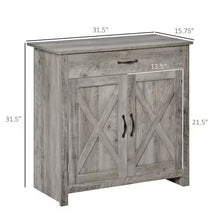 Natural MDF Farmhouse Barn Door Style Sideboard Cabinet, Buffet Storage Cabinet Coffee Bar for Living Room or Entryway- NEW IN BOX