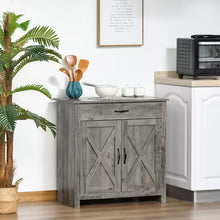Natural MDF Farmhouse Barn Door Style Sideboard Cabinet, Buffet Storage Cabinet Coffee Bar for Living Room or Entryway- NEW IN BOX