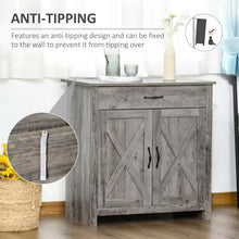 Natural MDF Farmhouse Barn Door Style Sideboard Cabinet, Buffet Storage Cabinet Coffee Bar for Living Room or Entryway- NEW IN BOX