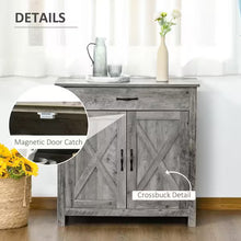 Natural MDF Farmhouse Barn Door Style Sideboard Cabinet, Buffet Storage Cabinet Coffee Bar for Living Room or Entryway- NEW IN BOX