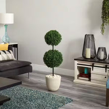 4 ft. High Indoor/Outdoor Boxwood Double Ball Topiary Artificial Tree in Oval Planter- new!