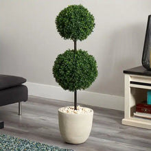 4 ft. High Indoor/Outdoor Boxwood Double Ball Topiary Artificial Tree in Oval Planter- new!