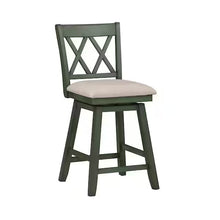 Brookline 24 in. Green High Back Wood 37.5 in. Swivel Counter Stool with Fabric Seat- Set of 3 stools - new in the boxes - assembly required!