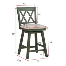Brookline 24 in. Green High Back Wood 37.5 in. Swivel Counter Stool with Fabric Seat- Set of 3 stools - new in the boxes - assembly required!