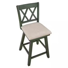 Brookline 24 in. Green High Back Wood 37.5 in. Swivel Counter Stool with Fabric Seat- Set of 3 stools - new in the boxes - assembly required!