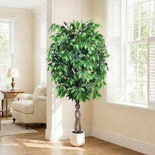 6 ft. Artificial Ficus Tree with Realistic Leaves and White Planter- new
