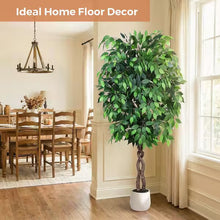 6 ft. Artificial Ficus Tree with Realistic Leaves and White Planter- new