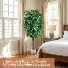 6 ft. Artificial Ficus Tree with Realistic Leaves and White Planter- new