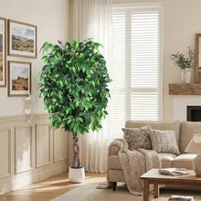 6 ft. Artificial Ficus Tree with Realistic Leaves and White Planter- new