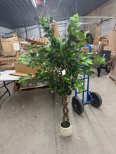 6 ft. Artificial Ficus Tree with Realistic Leaves and White Planter- new
