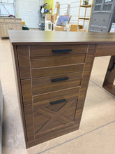 FARMHOUSE OFFICE DESK WITH 3 DRAWERS, STORAGE SHELVES & BUILT-IN CHARGING STATION!! 🔥 (NEW & ASSEMBLED!)