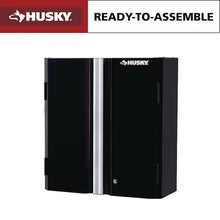 Husky Ready-to-Assemble 24-Gauge 1-Shelf Steel Wall Mounted Garage Cabinet in Black (28 in. W x 29.7 in. H x 12 in. D)