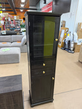 BEAUTIFUL 63” TALL BLACK STORAGE CABINET WITH GLASS DISPLAY DOOR, 2 DRAWERS & GOLD ACCENTS!! (BRAND NEW & ASSEMBLED!) 🔥