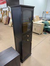 BEAUTIFUL 63” TALL BLACK STORAGE CABINET WITH GLASS DISPLAY DOOR, 2 DRAWERS & GOLD ACCENTS!! (BRAND NEW & ASSEMBLED!) 🔥
