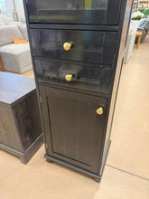 BEAUTIFUL 63” TALL BLACK STORAGE CABINET WITH GLASS DISPLAY DOOR, 2 DRAWERS & GOLD ACCENTS!! (BRAND NEW & ASSEMBLED!) 🔥