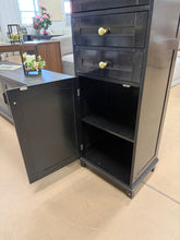 BEAUTIFUL 63” TALL BLACK STORAGE CABINET WITH GLASS DISPLAY DOOR, 2 DRAWERS & GOLD ACCENTS!! (BRAND NEW & ASSEMBLED!) 🔥