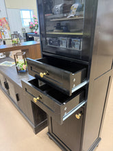 BEAUTIFUL 63” TALL BLACK STORAGE CABINET WITH GLASS DISPLAY DOOR, 2 DRAWERS & GOLD ACCENTS!! (BRAND NEW & ASSEMBLED!) 🔥