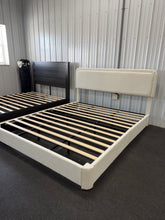 KING SIZE CREAM BOUCLÉ UPHOLSTERED PLATFORM BED WITH ADJUSTABLE HEADBOARD!! (BRAND NEW &amp; ASSEMBLED!) 🔥