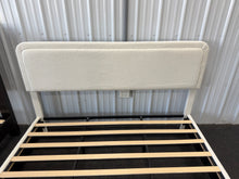 KING SIZE CREAM BOUCLÉ UPHOLSTERED PLATFORM BED WITH ADJUSTABLE HEADBOARD!! (BRAND NEW &amp; ASSEMBLED!) 🔥