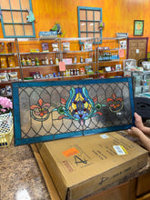 Blue Fleur De Lis Stained Glass Pub Window Panel/ new