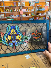 Blue Fleur De Lis Stained Glass Pub Window Panel/ new