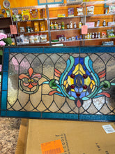 Blue Fleur De Lis Stained Glass Pub Window Panel/ new