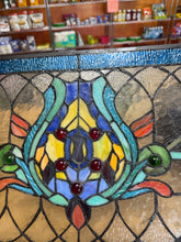 Blue Fleur De Lis Stained Glass Pub Window Panel/ new