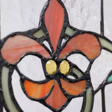 Blue Fleur De Lis Stained Glass Pub Window Panel/ new