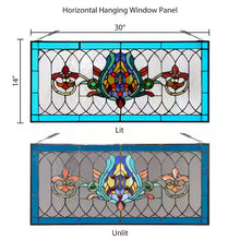 Blue Fleur De Lis Stained Glass Pub Window Panel/ new
