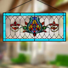 Blue Fleur De Lis Stained Glass Pub Window Panel/ new