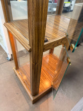 BEAUTIFUL OAK-FINISH LIGHTED GLASS CURIO DISPLAY CABINET WITH DECORATIVE STAINED-GLASS TOP!! 🔥
