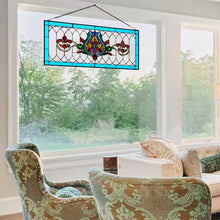 Blue Fleur De Lis Stained Glass Pub Window Panel/ new