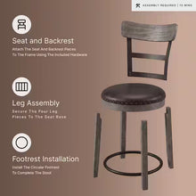 Signature DESIGN BY ASHLEY Pinnadel 24.25 in. Light Brown Counter Height High Back Wood Swivel Barstool with Faux Leather Seat- new in box