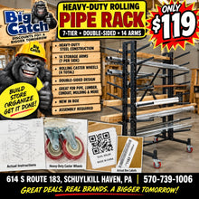 🔥 HEAVY-DUTY ROLLING PIPE &amp; LUMBER STORAGE RACK — $119!