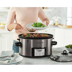 Crock Pot 7qt Cook & Carry Programmable Easy-Clean Slow Cooker - Stainless Steel**New in box**