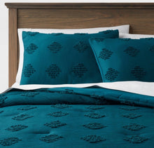 Tufted Diamond Crinkle Comforter & Sham Set - Threshold™,  Twin/Twin XL, Dark Teal Blue- NEW IN BAG!