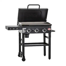 Char-Griller Flat Iron 3-Burner Outdoor Griddle Gas Grill with Lid in Black!! NEW AND ASSEMBLED (HOOD IS DENTED FROM SHIPPING)!!