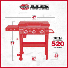 Char-Griller Flat Iron 3-Burner Outdoor Griddle Gas Grill with Lid in Black!! NEW AND ASSEMBLED (HOOD IS DENTED FROM SHIPPING)!!