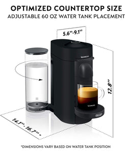 Nespresso VertuoPlus Coffee and Espresso Machine by De'Longhi, 38 ounces, Matte Black!! LIKE NEW, VERY CLEAN!!