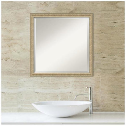Paris 22.12 in. x 22.12 in. Modern Square Framed Champagne Bathroom Vanity Mirror (new out of the box)