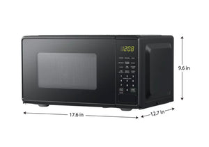 Mainstays 0.7 Cu ft Compact Countertop Microwave Oven, Black- new out of box, minor dent from shipping tested works great!