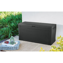 Keter Comfy Outdoor Storage 71 Gallon Resin Deck Box, brown