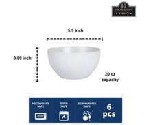 10 Strawberry Street Wazee Matte 5.5"/20oz Cereal Bowl, Set of 6, White- NEW IN BOX!!!