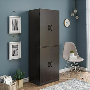 Mainstays 4-Door 5' Storage Cabinet, Dark Chocolate!! NEW IN BOX!!