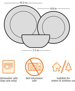 Amazon Basics 12-Piece Melamine Dinnerware Set - Service for 4, Teal Weathered Crackle- NEW IN BOX!!!