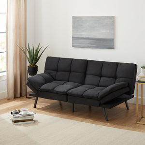 Mainstays Memory Foam Futon, Black Faux Suede Fabric!! (NEW & ASSEMBLED!)