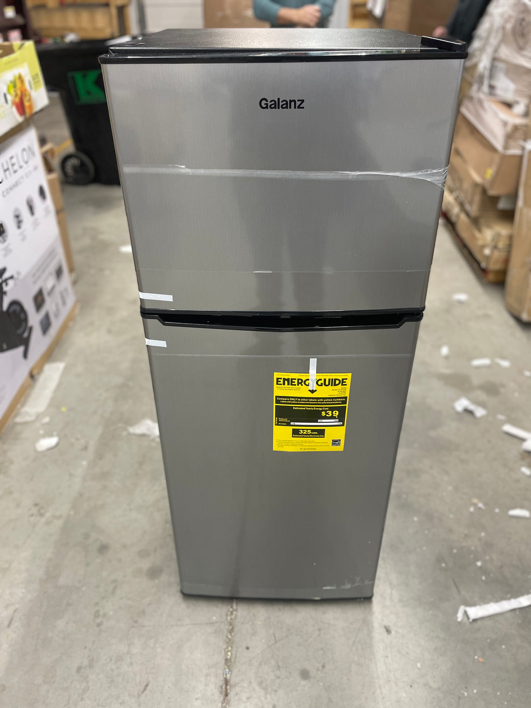 Galanz 4.6. Cu ft Two Door Mini Fridge with Freezer, Stainless Steel Look!! NEW OUT OF BOX!!